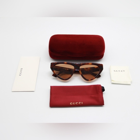 NEW GUCCI CAT EYE WOMEN HAVANA BROWN SUNGLASSES - Picture 12 of 13